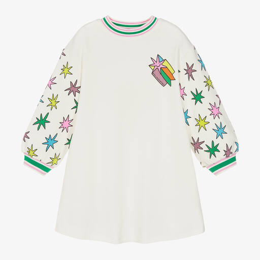 Stella McCartney Kids-Girls Ivory Cotton Cosmic Star Dress | Childrensalon