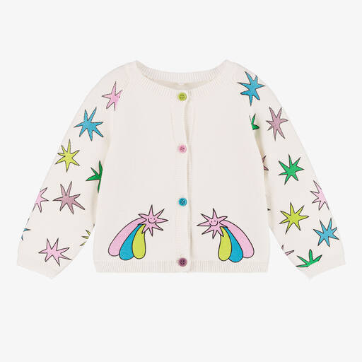Stella McCartney Kids-Girls Ivory Cotton Knit Star Cardigan | Childrensalon