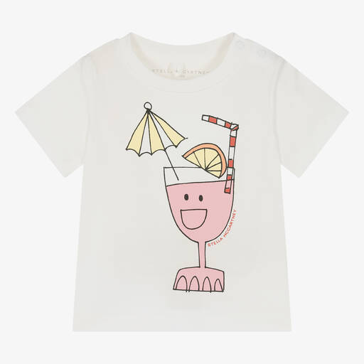 Stella McCartney Kids-Girls Ivory Cotton T-Shirt | Childrensalon