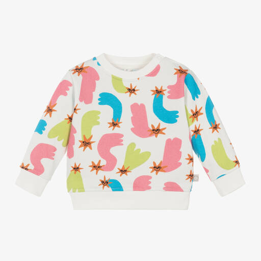 Stella McCartney Kids-Girls Ivory Organic Cotton Star Sweatshirt | Childrensalon