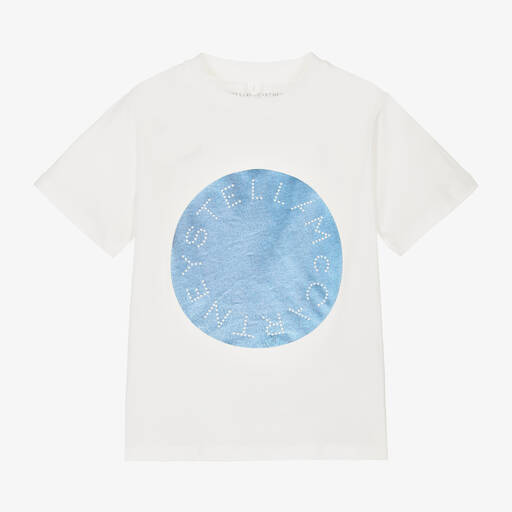 Stella McCartney Kids-Girls Ivory Organic Cotton T-Shirt | Childrensalon
