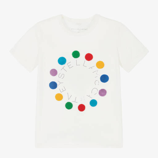 Stella McCartney Kids-Girls Ivory Organic Cotton T-Shirt | Childrensalon