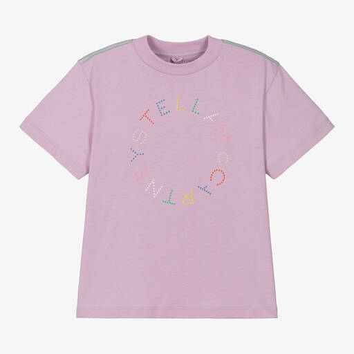 Stella McCartney Kids-Girls Lilac Organic Cotton T-Shirt | Childrensalon