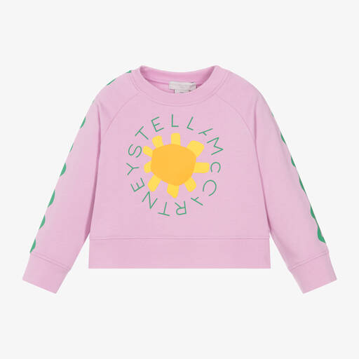 Stella McCartney Kids- Girls Pink Cotton Flower Sweatshirt | Childrensalon
