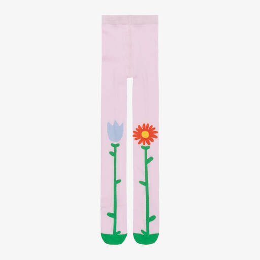 Stella McCartney Kids-Girls Pink Cotton Flower Tights | Childrensalon