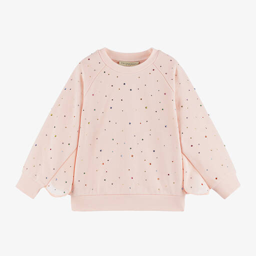 Stella McCartney Kids-Girls Pink Diamanté Sweatshirt | Childrensalon