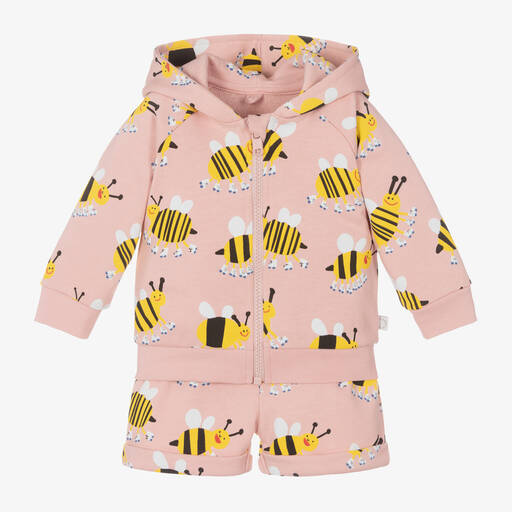 Stella McCartney Kids-Girls Pink Organic Cotton Bee Shorts Set | Childrensalon