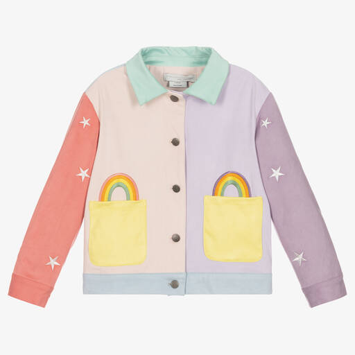 Stella McCartney Kids-Girls Pink & Purple Embroidered Jacket | Childrensalon