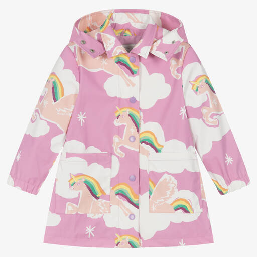 Stella McCartney Kids-Girls Pink Rainbow & Unicorn Raincoat | Childrensalon
