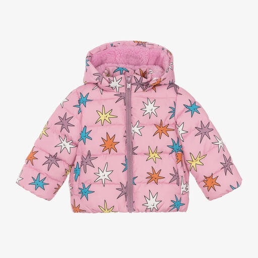 Stella McCartney Kids-Girls Pink Star Print Puffer Jacket | Childrensalon