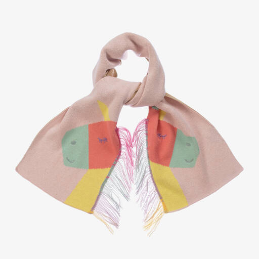 Stella McCartney Kids-Розовый вязаный шарф с единорогом | Childrensalon