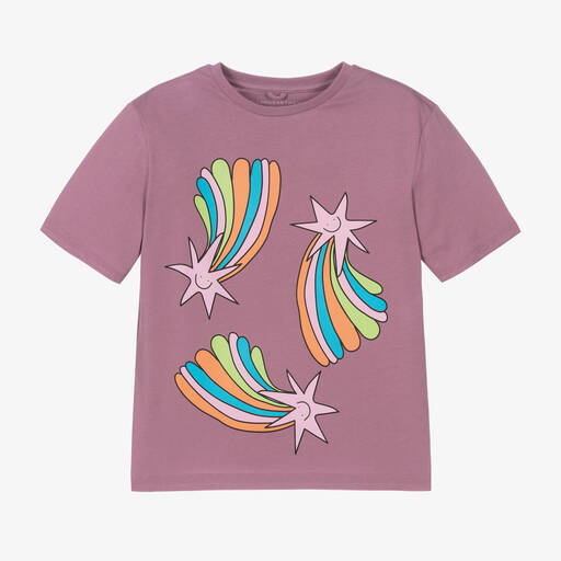 Stella McCartney Kids-Girls Purple Cotton Cosmic Star T-Shirt | Childrensalon
