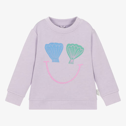Stella McCartney Kids-Фиолетовый хлопковый свитшот с ракушками для девочек | Childrensalon