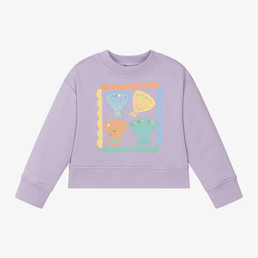 Stella McCartney Kids-Girls Purple Cotton Shell Sweatshirt | Childrensalon