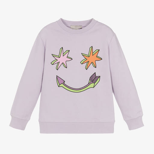 Stella McCartney Kids-Girls Purple Cotton Smile Sweatshirt | Childrensalon
