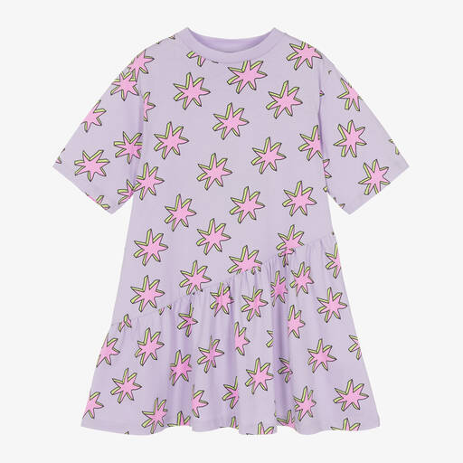 Stella McCartney Kids-Girls Purple Cotton Star Dress | Childrensalon