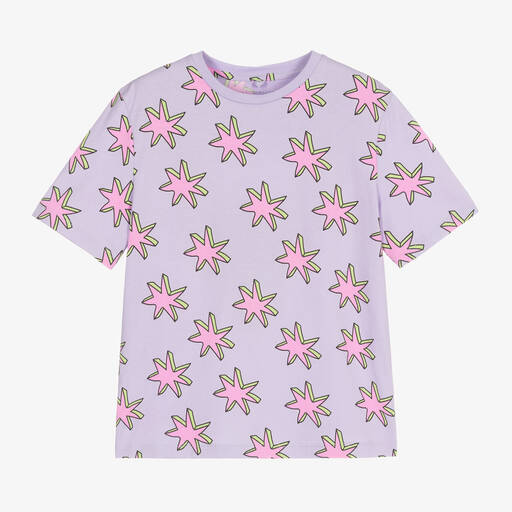 Stella McCartney Kids-Girls Purple Cotton Star T-Shirt | Childrensalon