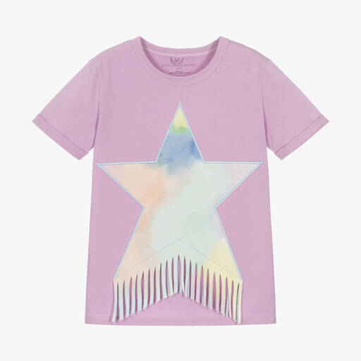 Stella McCartney Kids-T-shirt coton bio violet à étoile | Childrensalon