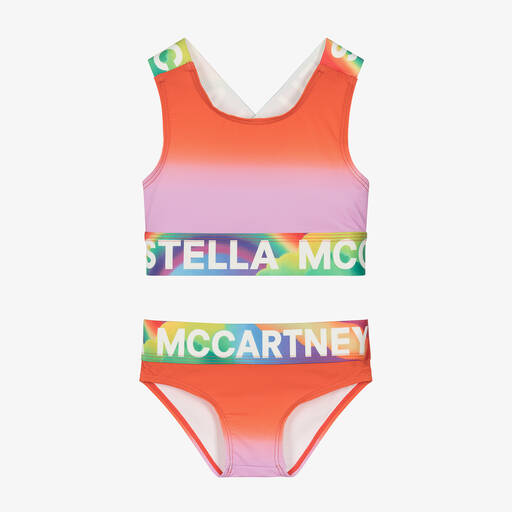 Stella McCartney Kids-مايو بيكيني لون أحمر وزهري للبنات (UPF50+) | Childrensalon