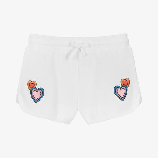 Stella McCartney Kids-Girls White Cotton Hearts Shorts | Childrensalon