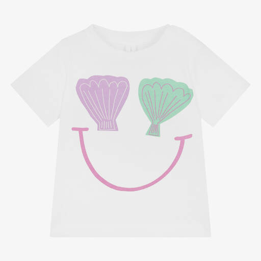 Stella McCartney Kids-Girls White Cotton Seashells T-Shirt  | Childrensalon