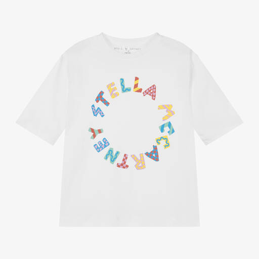 Stella McCartney Kids-تيشيرت قطن عضوي لون أبيض للبنات | Childrensalon