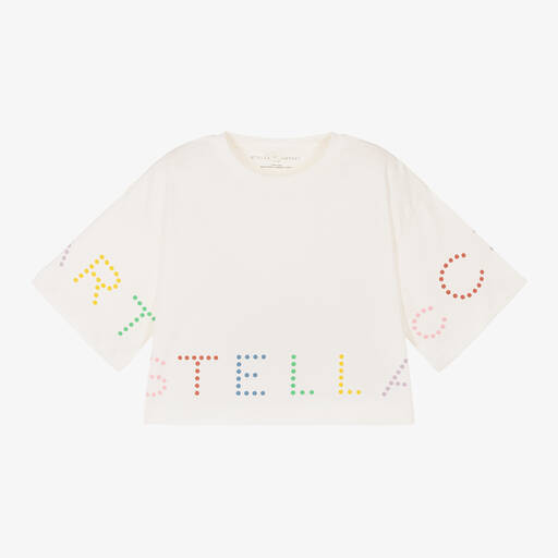 Stella McCartney Kids-Girls White Cotton T-Shirt | Childrensalon