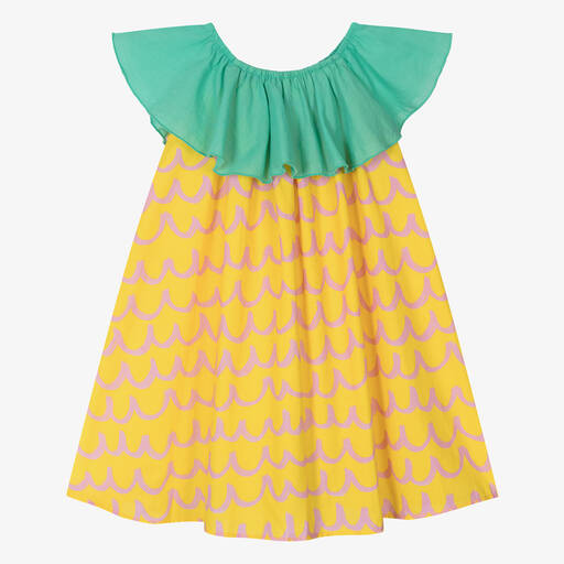 Stella McCartney Kids-Girls Yellow Cotton Pineapple Dress | Childrensalon