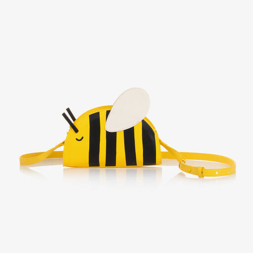 Stella McCartney Kids-Girls Yellow Faux Leather Bee Bag (13cm) | Childrensalon
