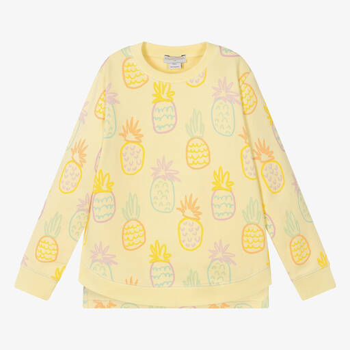 Stella McCartney Kids-Girls Yellow Pineapple Cotton Sweatshirt | Childrensalon