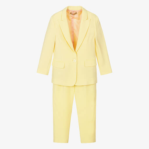 Stella McCartney Kids-Girls Yellow Viscose Tailored Suit | Childrensalon