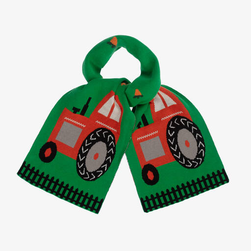 Stella McCartney Kids-Green Knitted Tractor Scarf | Childrensalon