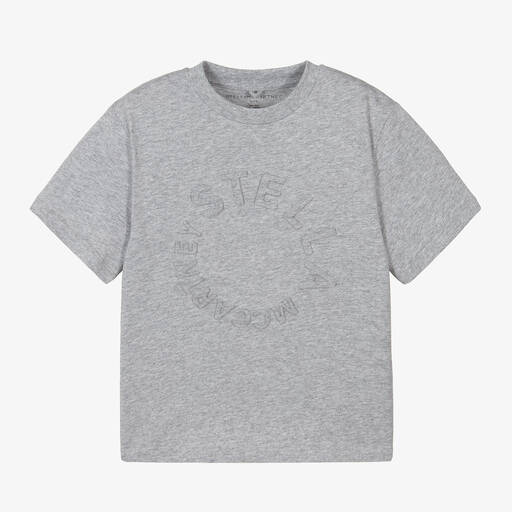 Stella McCartney Kids-Grey Marl Organic Cotton T-Shirt | Childrensalon