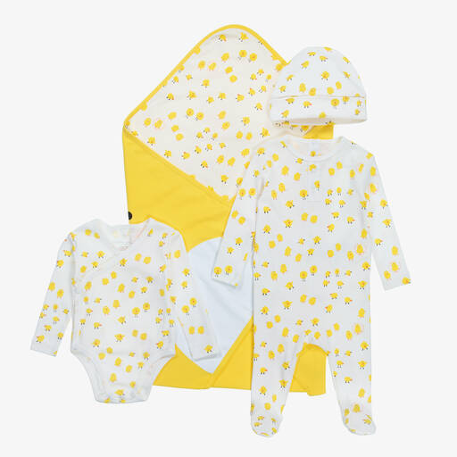 Stella McCartney Kids-Ivory Chick Print Organic Cotton Babysuit Gift Set | Childrensalon