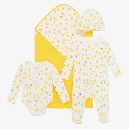 Stella McCartney Kids-Ivory Chick Print Organic Cotton Babysuit Gift Set | Childrensalon