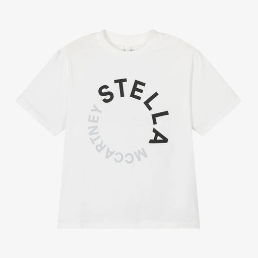 Stella McCartney Kids-Ivory Organic Cotton T-Shirt | Childrensalon