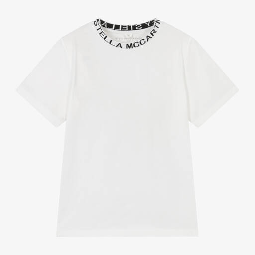 Stella McCartney Kids-Ivory Organic Cotton T-Shirt | Childrensalon