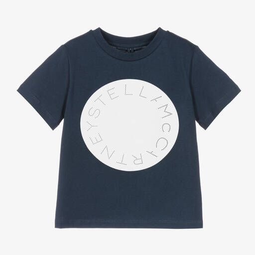 Stella McCartney Kids-Navy Blue Organic Cotton T-Shirt | Childrensalon