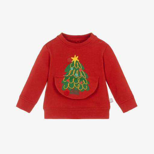 Stella McCartney Kids-Red Cotton Snowman Sweatshirt | Childrensalon