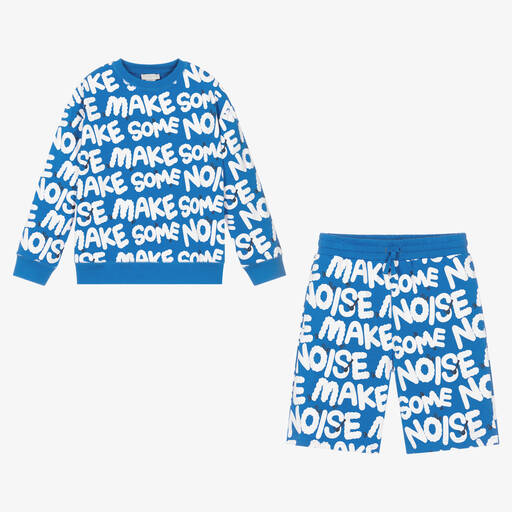 Stella McCartney Kids-Teen Boys Blue & White Printed Shorts Set | Childrensalon