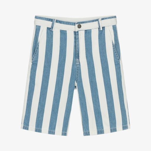 Stella McCartney Kids-Teen Boys Blue & White Striped Shorts | Childrensalon