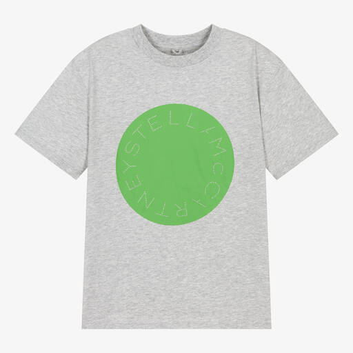 Stella McCartney Kids-Серая хлопковая футболка для мальчиков-подростков | Childrensalon