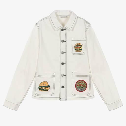 Stella McCartney Kids-Кремовая куртка из твила с гамбургерами для мальчиков-подростков | Childrensalon