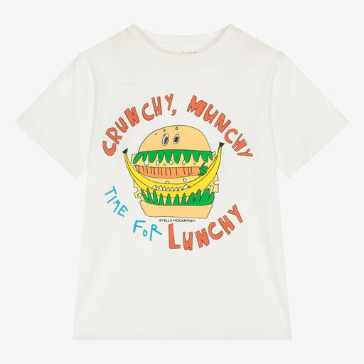 Stella McCartney Kids-Кремовая хлопковая футболка с сэндвичем  | Childrensalon