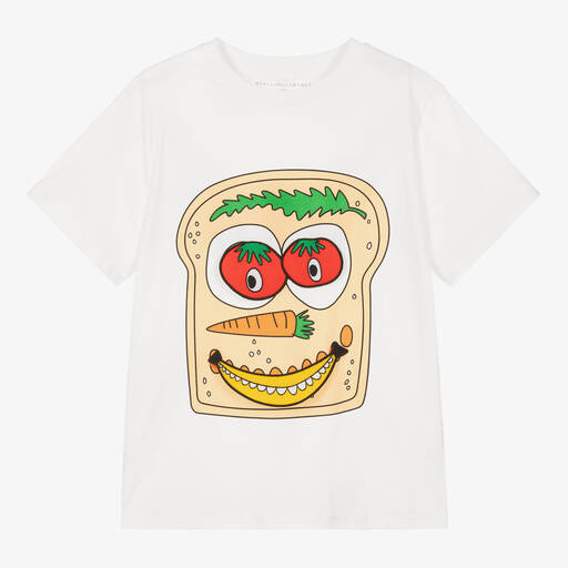 Stella McCartney Kids-Teen Boys Ivory Vegetable Face T-Shirt | Childrensalon