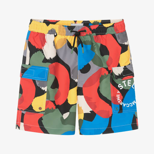 Stella McCartney Kids-Teen Boys Multicolour Camouflage Swim Shorts | Childrensalon