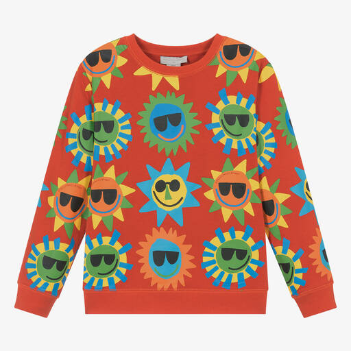 Stella McCartney Kids-Teen Boys Red Cotton Sun Sweatshirt | Childrensalon