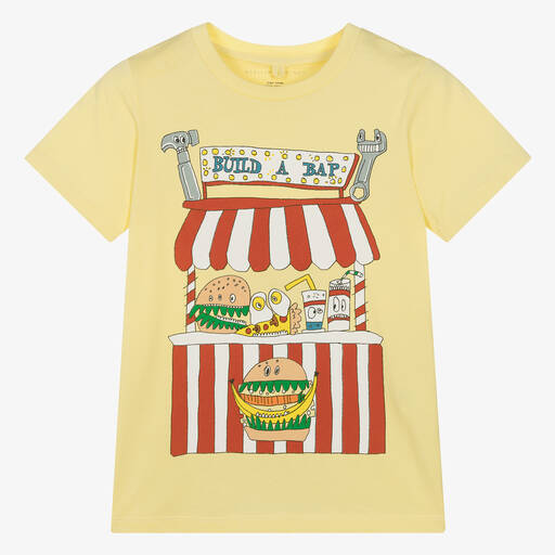 Stella McCartney Kids-Желтая хлопковая футболка с уличной едой | Childrensalon