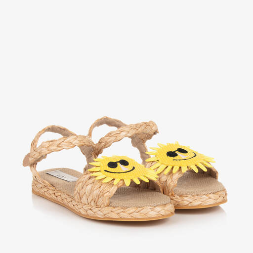 Stella McCartney Kids-Teen Girls Beige Straw Sun Sandals | Childrensalon