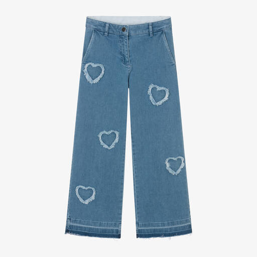 Stella McCartney Kids-Teen Girls Blue Denim Heart Jeans | Childrensalon